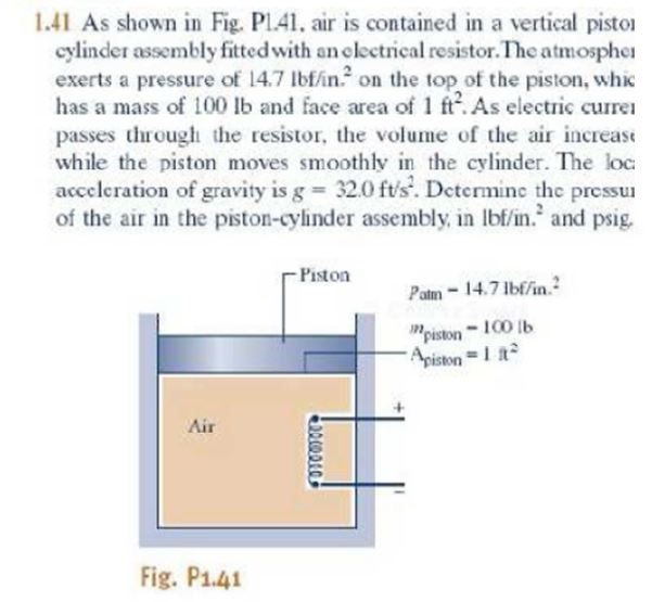 Solved 1.41 As shown in Fig. P1.41. air is contained in a