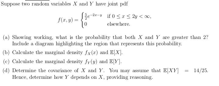 Solved Suppose Two Random Variables X And Y Have Joint Pdf 0343