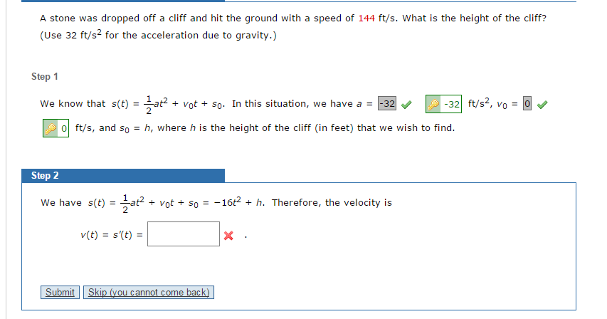 solved-a-stone-was-dropped-off-a-cliff-and-hit-the-ground-chegg