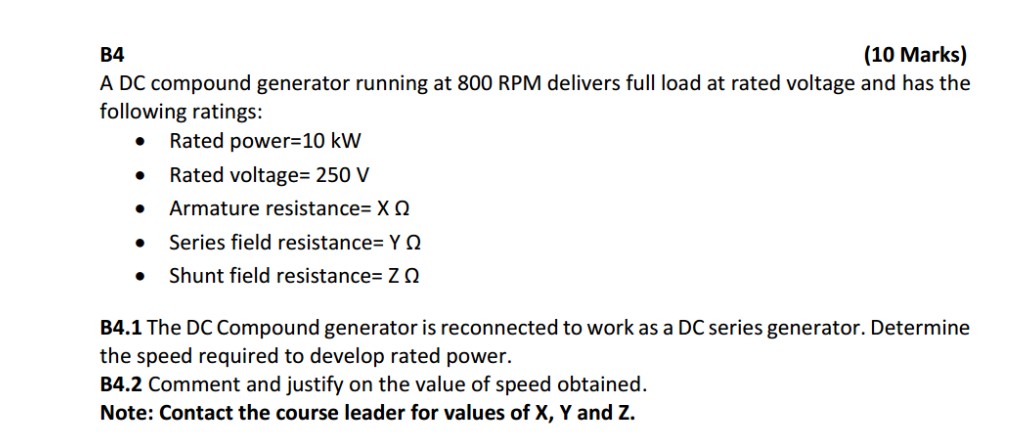 Solved (10 Marks) A DC compound generator running at 800 RPM | Chegg.com