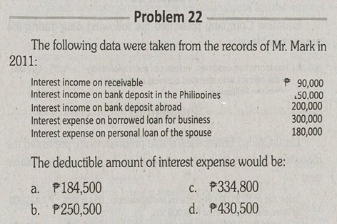 Solved interest income on bank deposit is the phillippines | Chegg.com