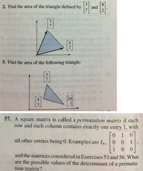 find area of triangle matrix