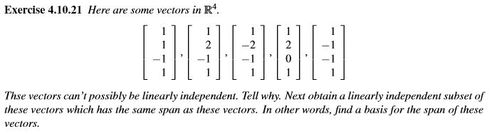 Vector In R4 Solved Exercise 4.10.21 Here are some vectors in R4. Thse | Chegg.com