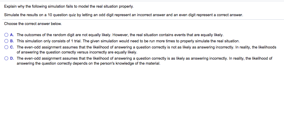 Solved Explain why the following simulation fails to model | Chegg.com