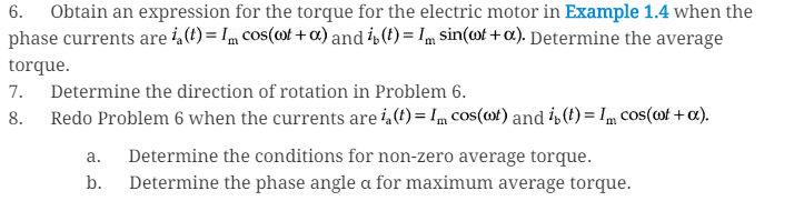 Solved 6. Obtain an expression for the torque for the | Chegg.com