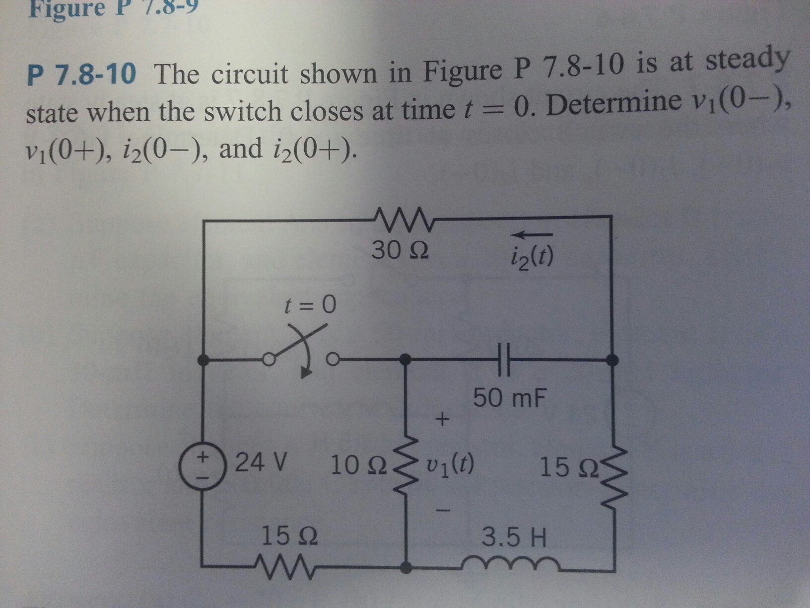 Solved The circuit shown in Figure P 7.8-10 is at steady | Chegg.com