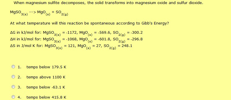 Solved When magnesium sulfite decomposes, the solid | Chegg.com
