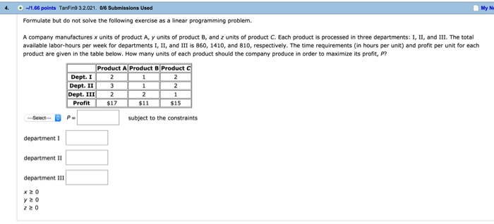 Solved Formulate but do not solve the following exercise as | Chegg.com