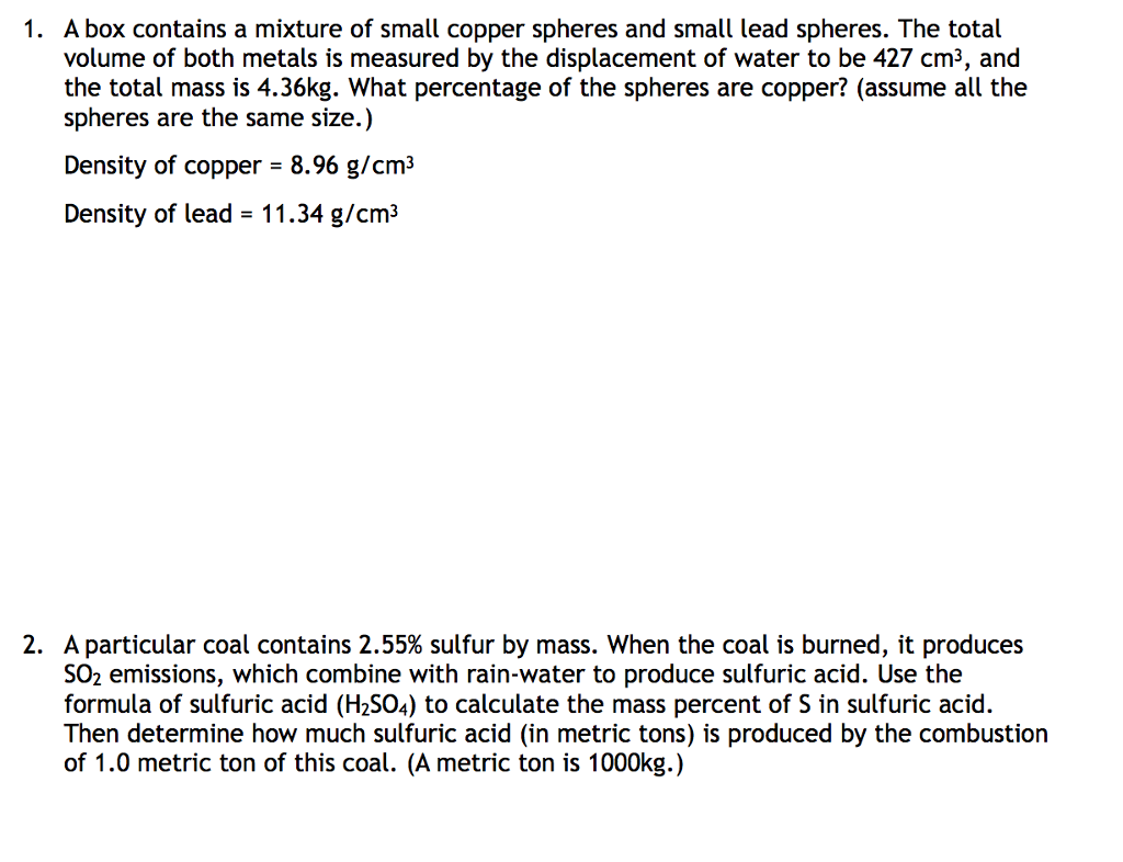 solved-1-a-box-contains-a-mixture-of-small-copper-spheres-chegg