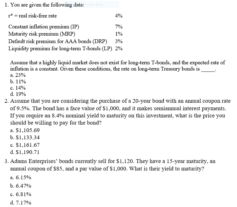 Solved 1. You are given the following data r* real