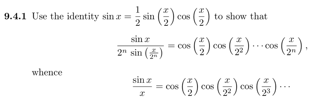 Solved 9.41 Use the identity sin r = 2 sin () cos () to show | Chegg.com