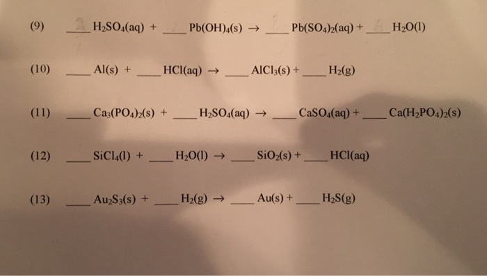 Solved Balance the following chemical equations | Chegg.com