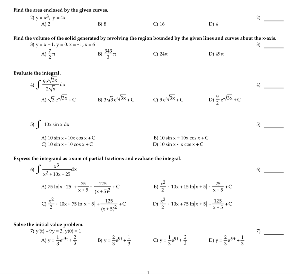 Solved Find the area enclosed by the given curves. 2) y=x3, | Chegg.com