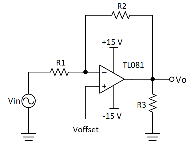 Solved R2 +15 V R1 TLO81 OVo L R3 -15 V Voffset | Chegg.com