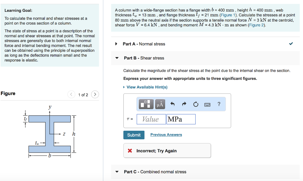 Solved Learning Goal To calculate the normal and shear | Chegg.com