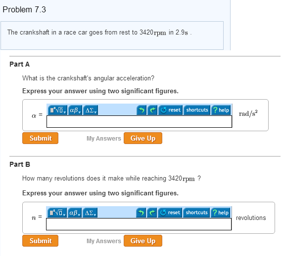Solved The crankshaft in a race car goes from rest to