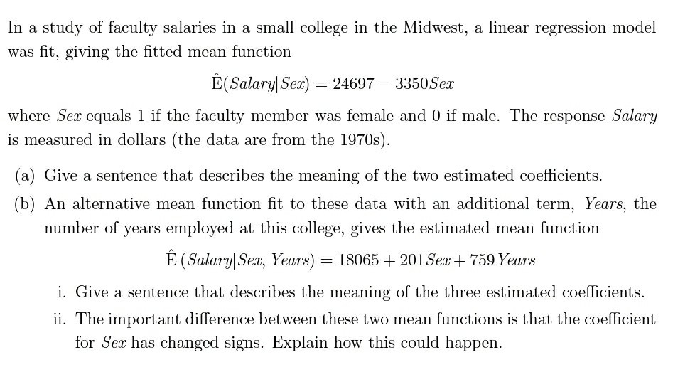 Solved In A Study Of Faculty Salaries In A Small College In | Chegg.com