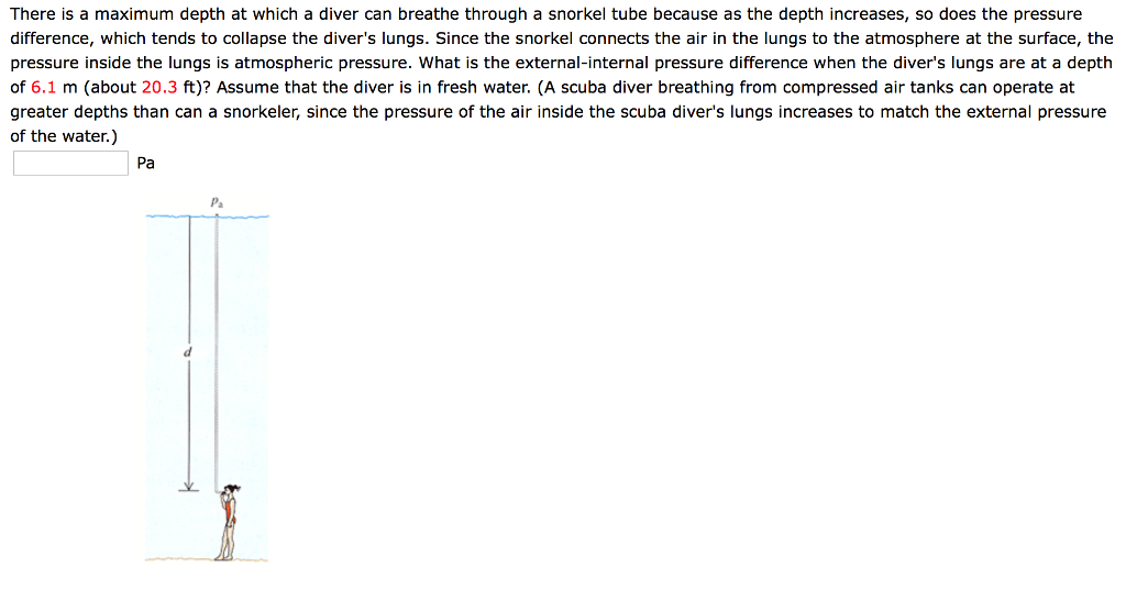 Solved There is a maximum depth at which a diver can breathe | Chegg.com