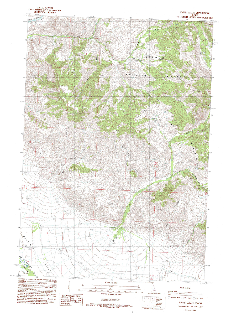 Solved 1. Using the Ennis Gulch Quadrangle, which kind of | Chegg.com