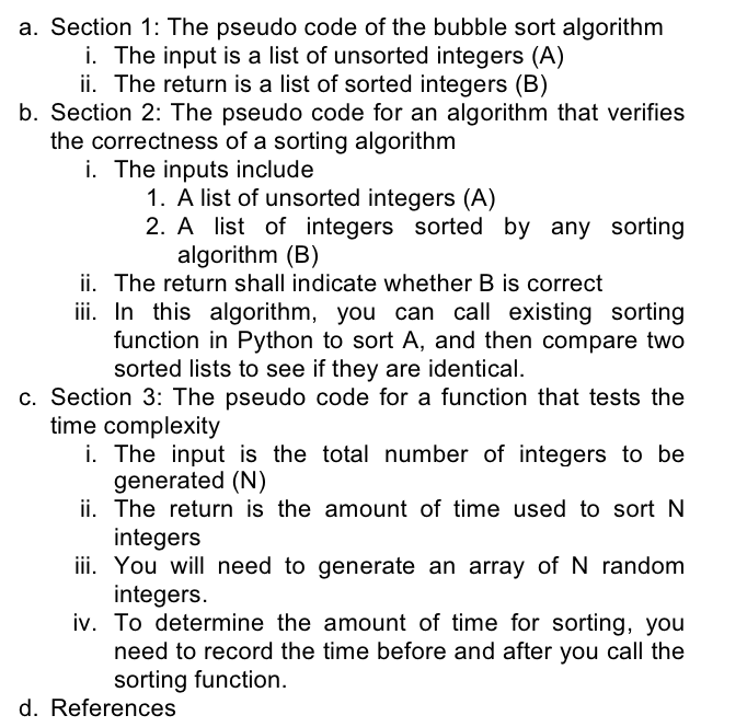 Solved a. Section 1: The pseudo code of the bubble sort | Chegg.com