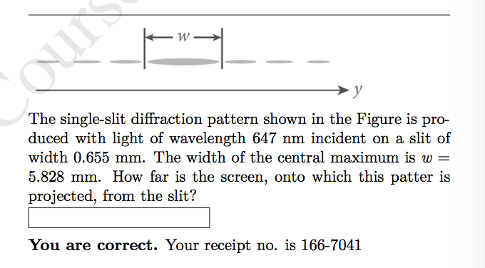 Solved The single-slit diffraction pattern shown in the | Chegg.com