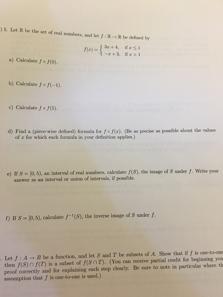 Solved )5. Let R be the set of real numbers, and let f :R- R | Chegg.com