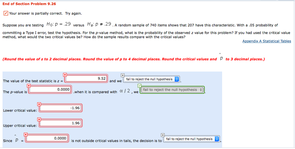 Solved End Of Section Problem 9.26 Your Answer Is Partially | Chegg.com