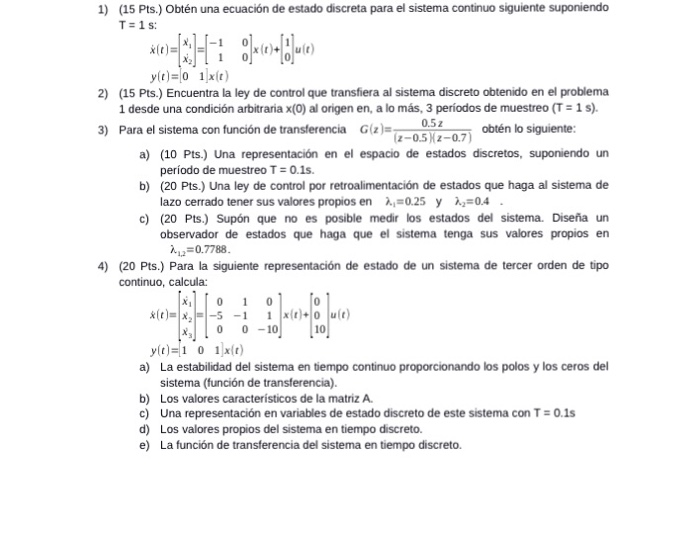 Obt Eacute N Una Ecuaci Oacute N De Estado Discreta | Chegg.com