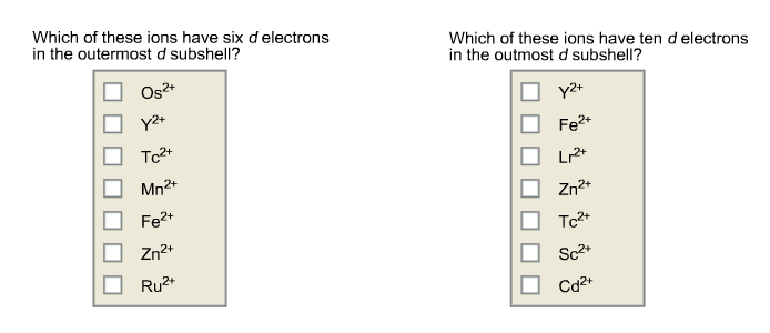 Solved: Which Of These Ions Have Six D Electrons In The Ou... | Chegg.com
