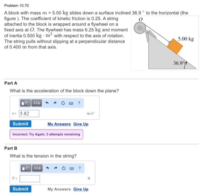 Solved Problem 10.70 A Block With Mass M 5.00 Kg Slides Down | Chegg.com