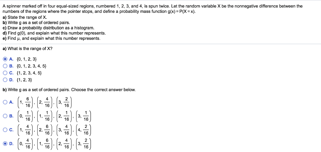 Solved A spinner marked off in four equal-sized regions, | Chegg.com