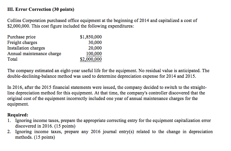 Solved Collins Corporation Purchased Office Equipment At Chegg