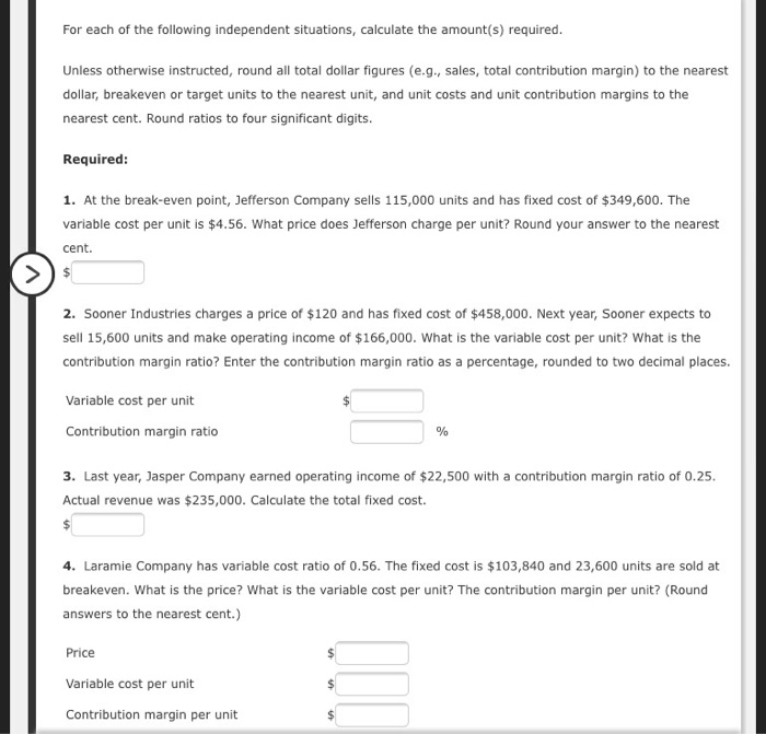 Solved For each of the following independent situations, | Chegg.com