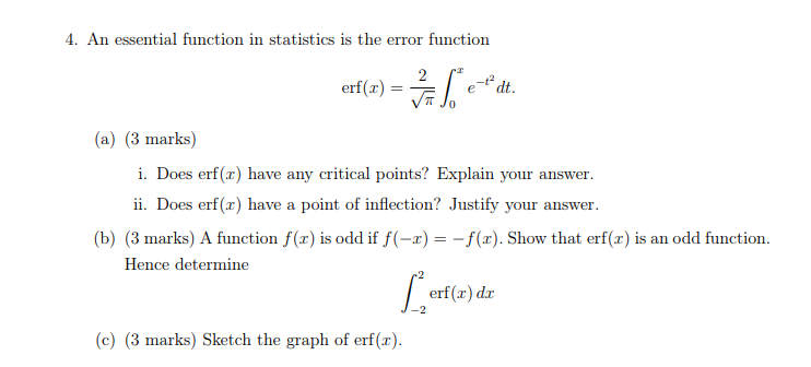 Solved 4. An essential function in statistics is the error | Chegg.com