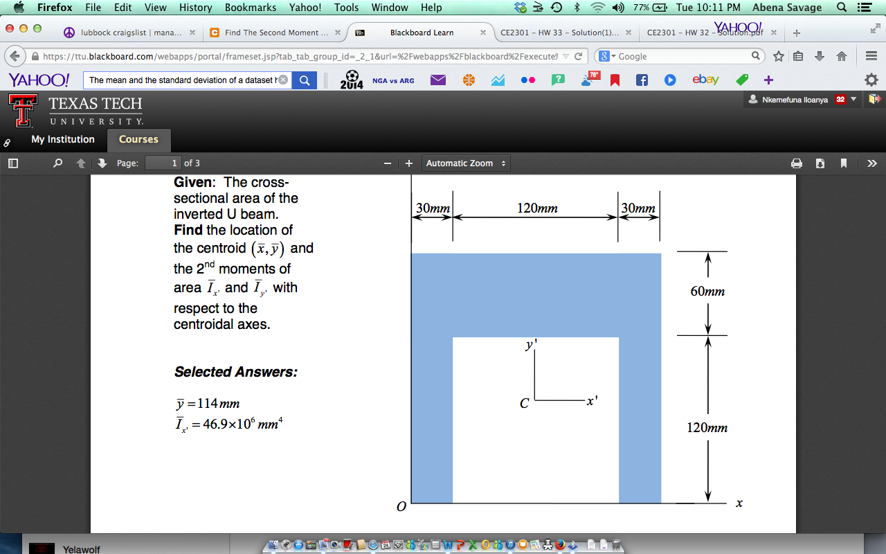 Solved Find the location of the centroid and the second | Chegg.com