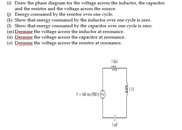 Solved (i) Draw the phase diagram for the voltage across the | Chegg.com