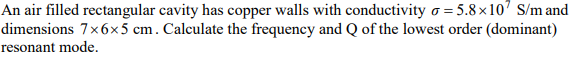 Solved An air filled rectangular cavity has copper walls | Chegg.com