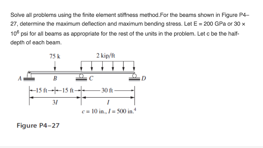 Solved Solve all problems using the finite element stiffness | Chegg.com