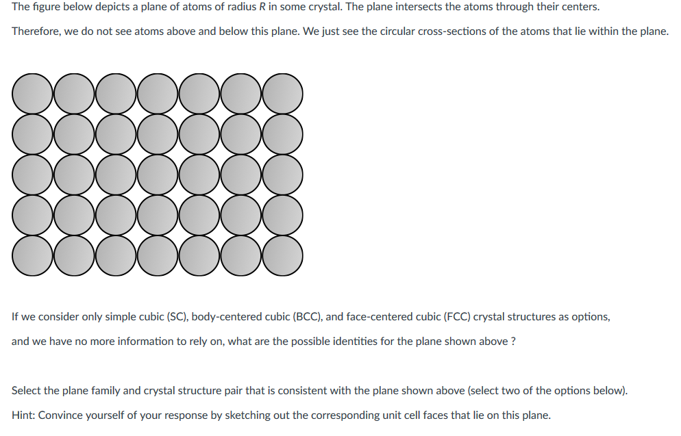 Solved 100) SC 100) BCC 100] FCC 110] SC 110) BCC [110) FCC | Chegg.com