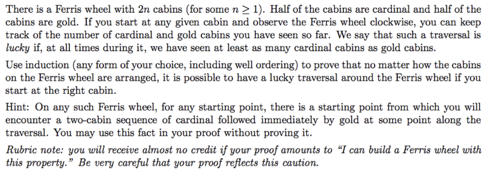 Solved There is a Ferris wheel with 2n cabins (for some n | Chegg.com