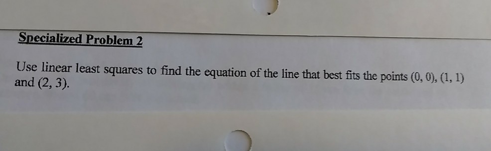 Solved Specialized Problem 2 Use linear least squares to | Chegg.com