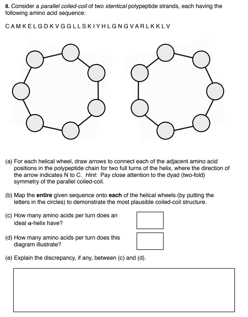 Solved 8. Consider a parallel coiled-coil of two identical | Chegg.com