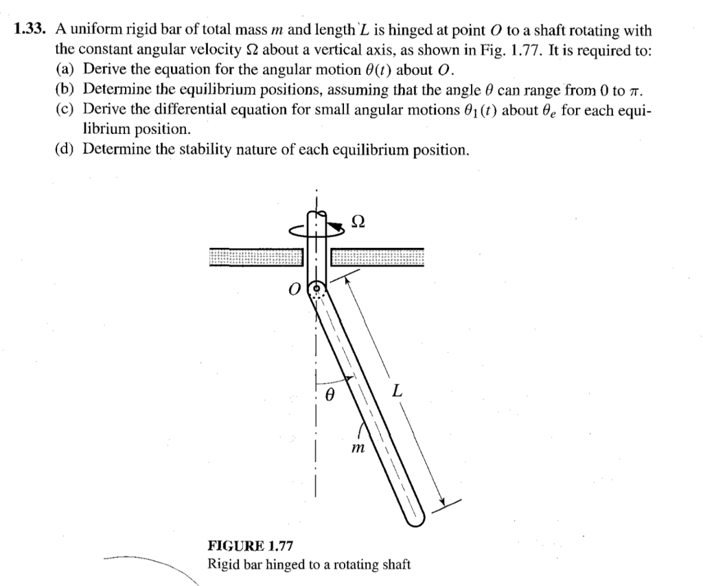Solved 1.33. A uniform rigid bar of total mass m and length | Chegg.com