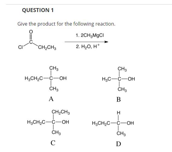Solved QUESTION 1 Give the product for the following | Chegg.com