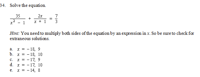 Solved Solve the equation. 35/x^2 - 1 + 2x/x + 1 = 7/3 You | Chegg.com