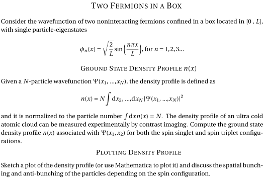 TWO FERMIONS IN A BOX Consider the wavefunction of | Chegg.com