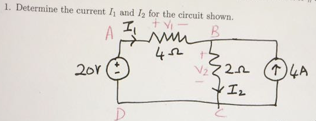 Solved Determine The Current I_1 And I_2 For The Circuit | Chegg.com