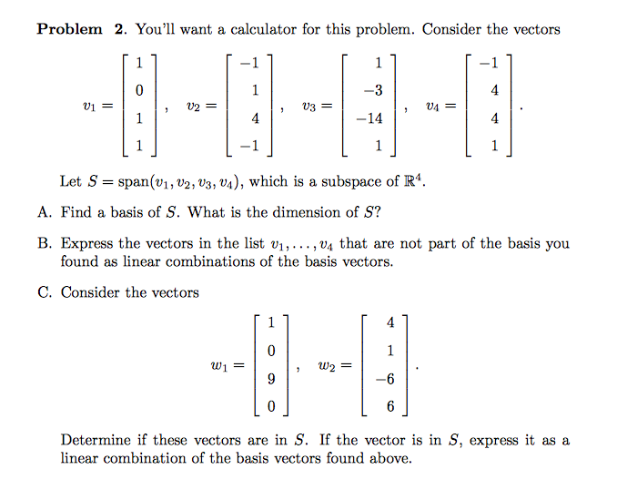 Linear combination of vectors shop calculator