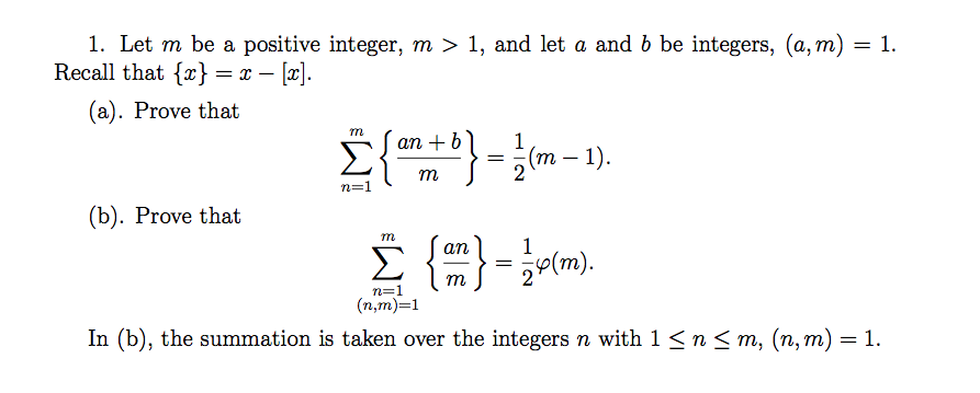 Solved 1. Let m be a positive integer, m > 1, and let a and | Chegg.com