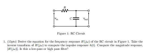 Solved Vin Vout Figure 1 Rc Circuit 1 15pts Derive The 